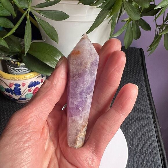 Amethyst Crazy Lace Crystal Wand (#6) - Picture 2 of 11